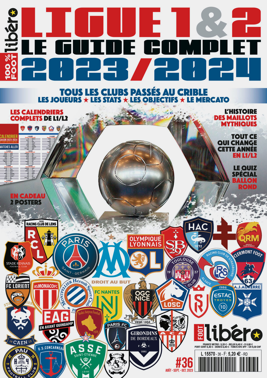 Carte des Stades de Foot du Championnat de France Ligue 1 : Saison 2023-2024  - Affiche 50x70cm